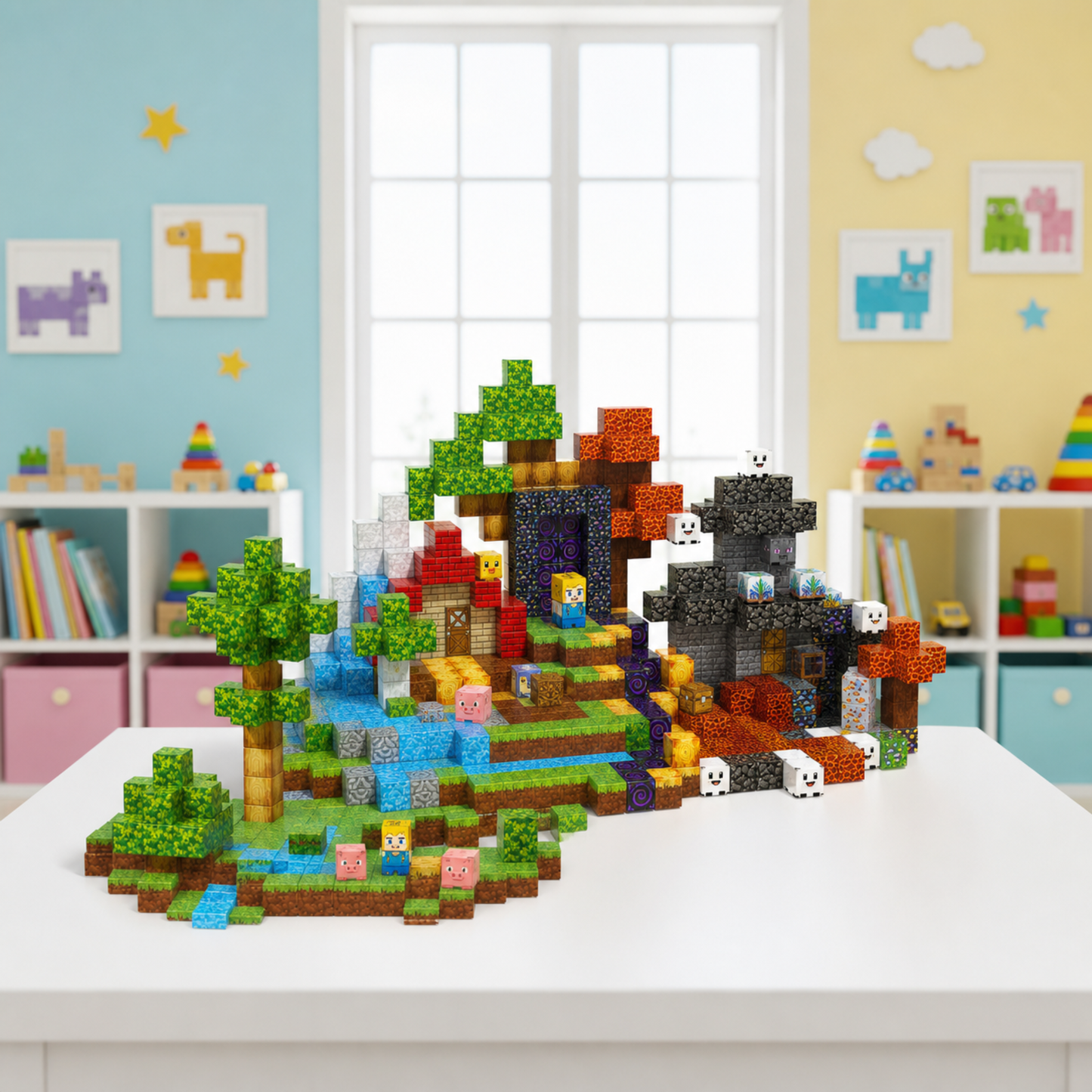 Juego de Bloques Magnéticos Estilo Minecraft 150 Piezas