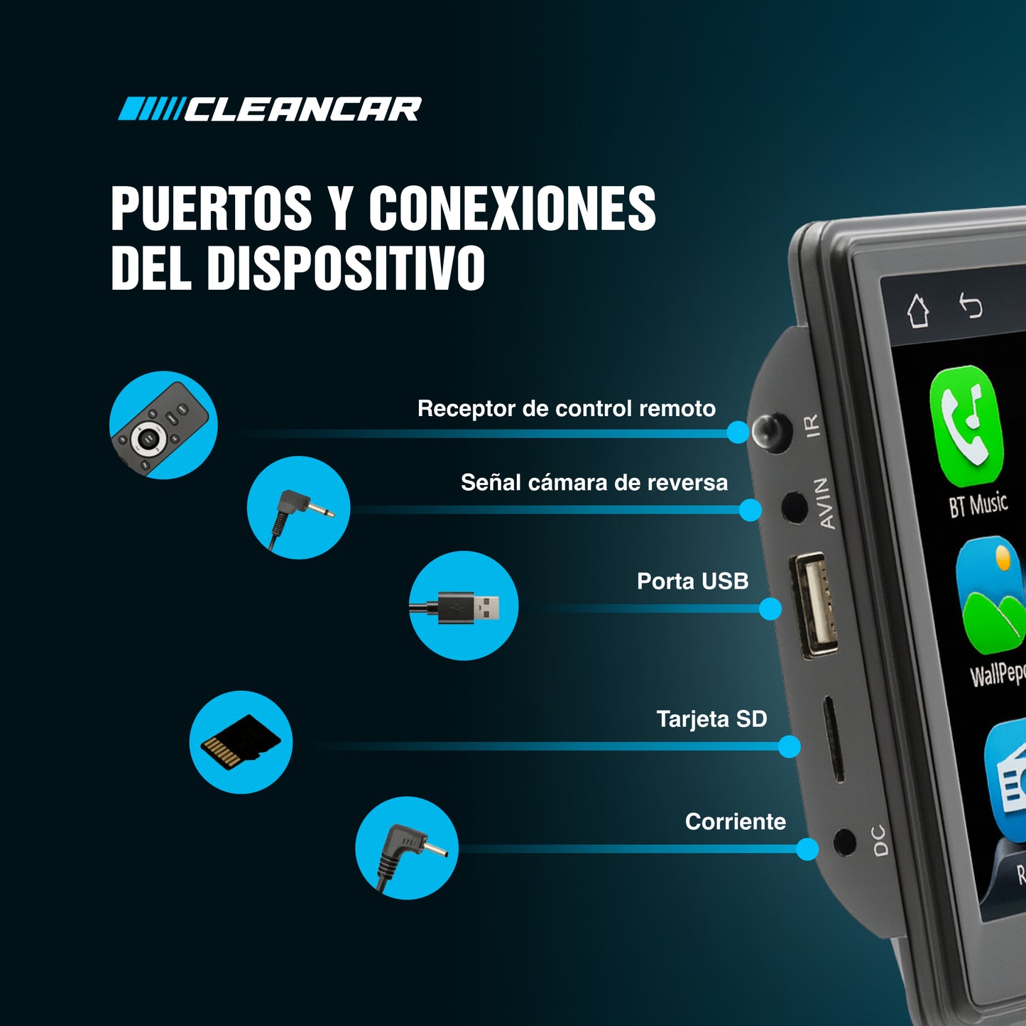 Pantalla Para Auto Portátil Táctil 7" Pulgadas con Cámara Reversa