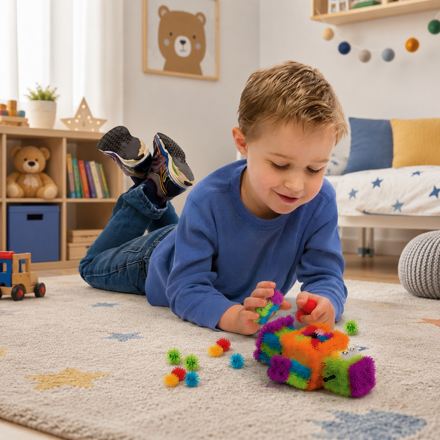 Juego de Pompones Mágicos Construcción y Creatividad 400 Piezas