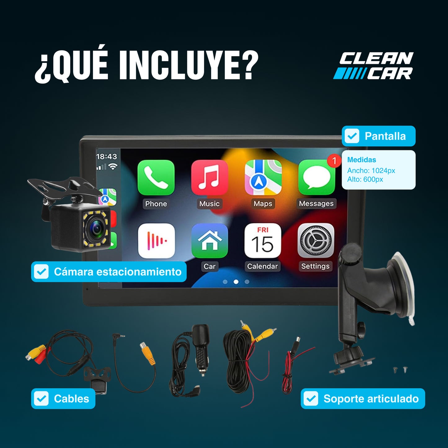 Pantalla Para Auto Portátil Táctil 7" Pulgadas con Cámara Reversa