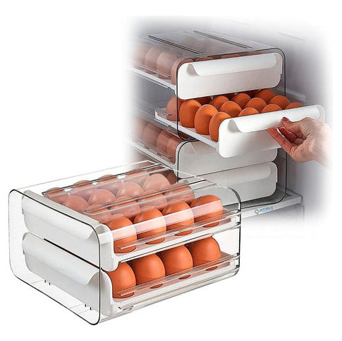 Huevera Organizador de Dos Niveles - Almacenamiento eficiente y elegante