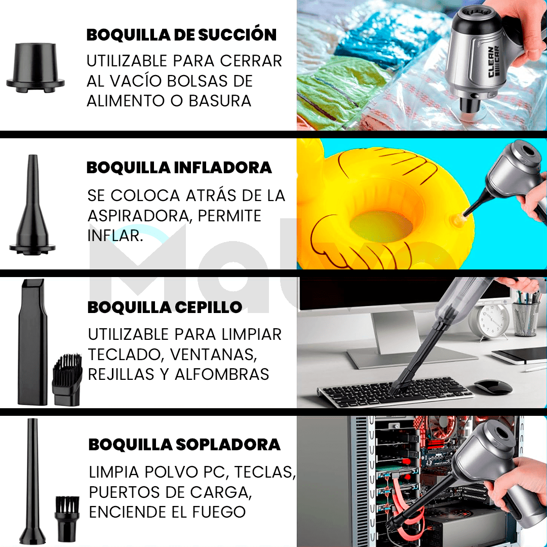Aspiradora Portátil Potente 3 en 1 CleanCar© - Malvo