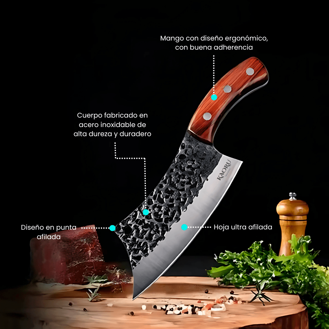 Cuchillo Hacha Vikingo Profesional Kaoru con funda protectora y caja - Malvo