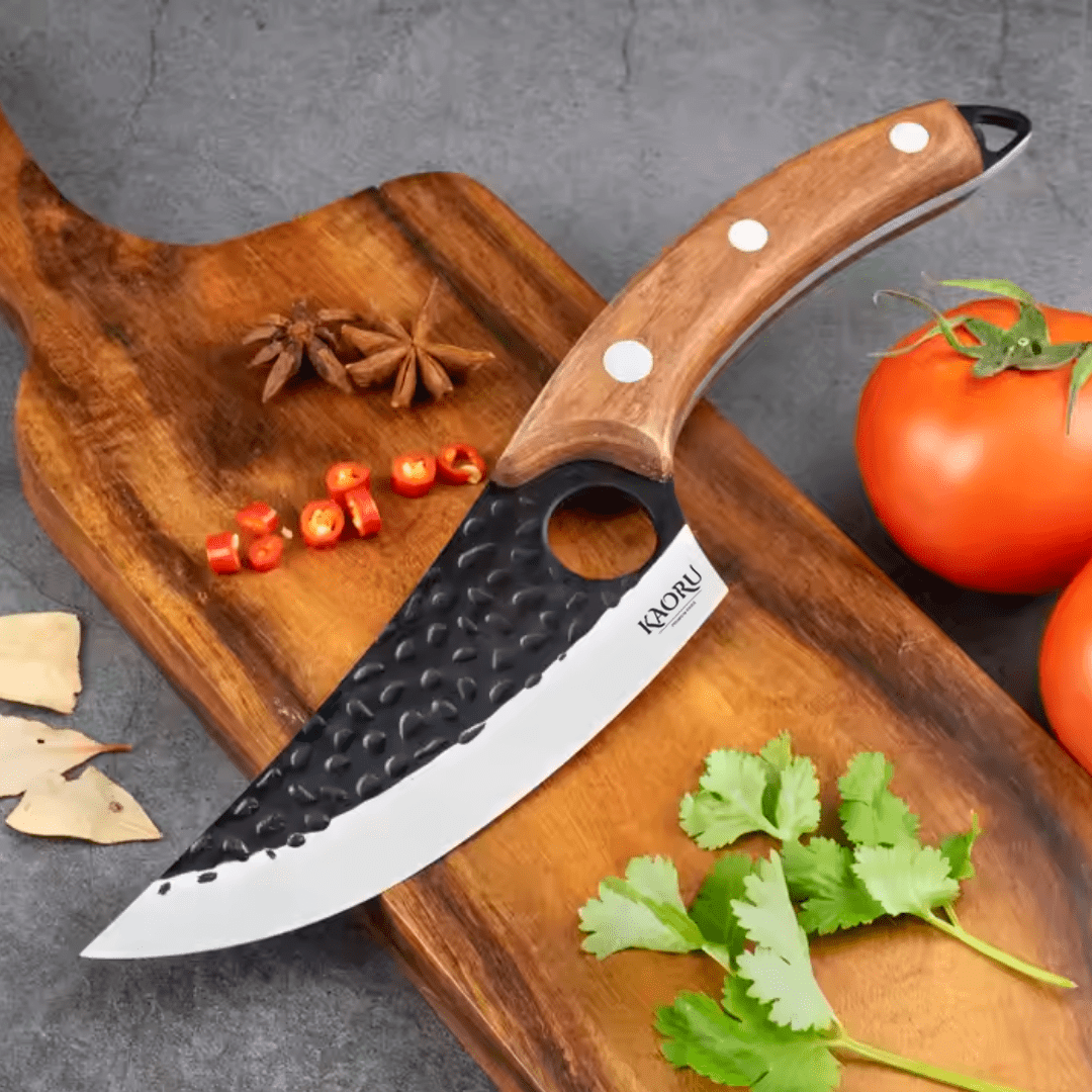 Cuchillo Premium Porta Dedo Kaoru Mango Marrón Funda + Caja - Malvo