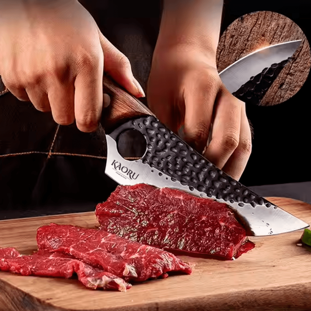 Cuchillo Premium Porta Dedo Kaoru Mango Marrón Funda + Caja - Malvo