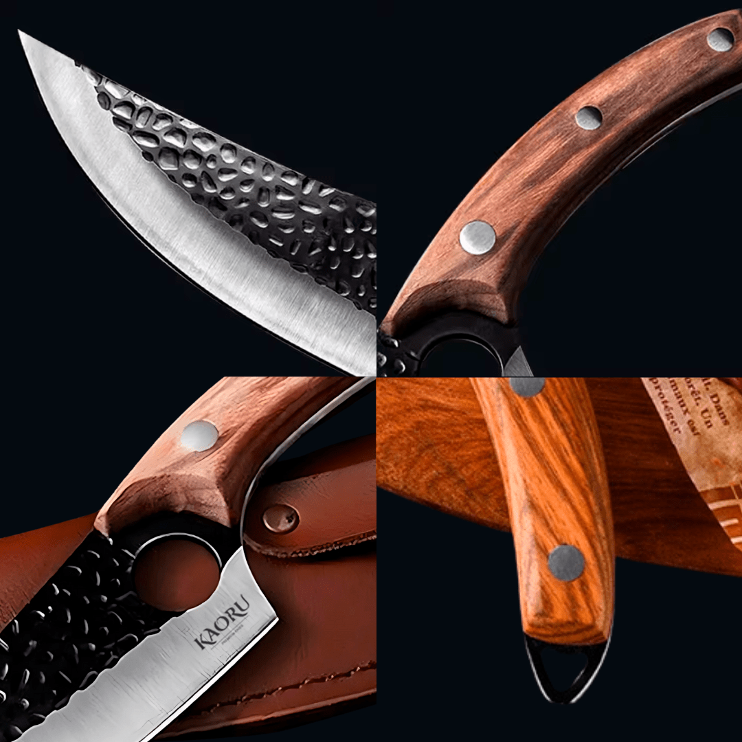 Cuchillo Premium Porta Dedo Kaoru Mango Marrón Funda + Caja - Malvo