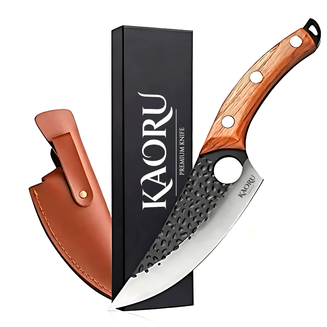 Cuchillo Premium Porta Dedo Kaoru Mango Marrón Funda + Caja - Malvo