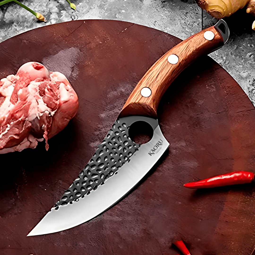 Cuchillo Premium Porta Dedo Kaoru Mango Marrón Funda + Caja - Malvo