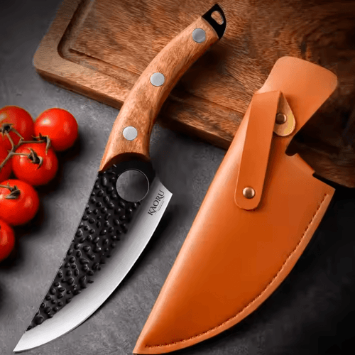 Cuchillo Premium Porta Dedo Kaoru Mango Marrón Funda + Caja - Malvo