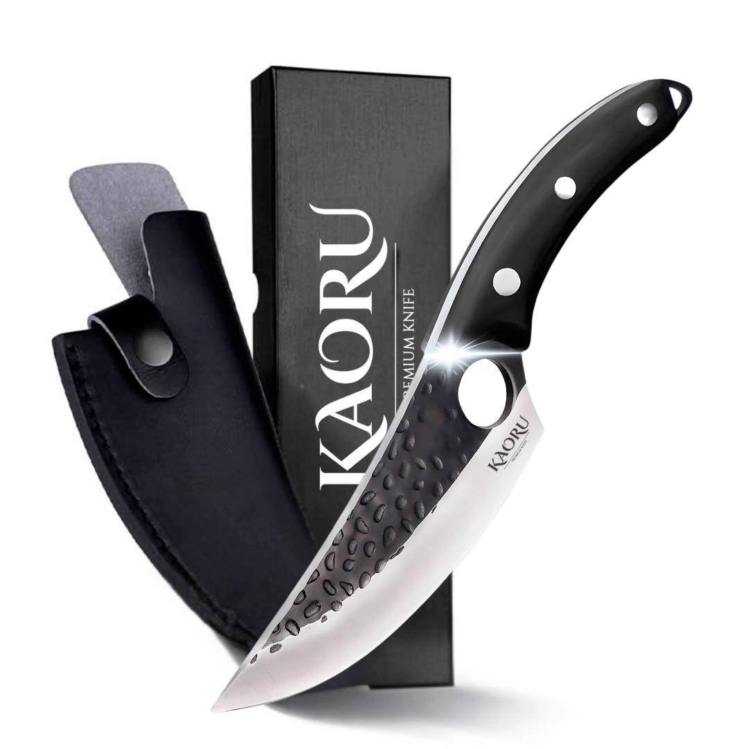 Cuchillo Premium Porta Dedo Kaoru Mango Negro Funda + Caja - Malvo