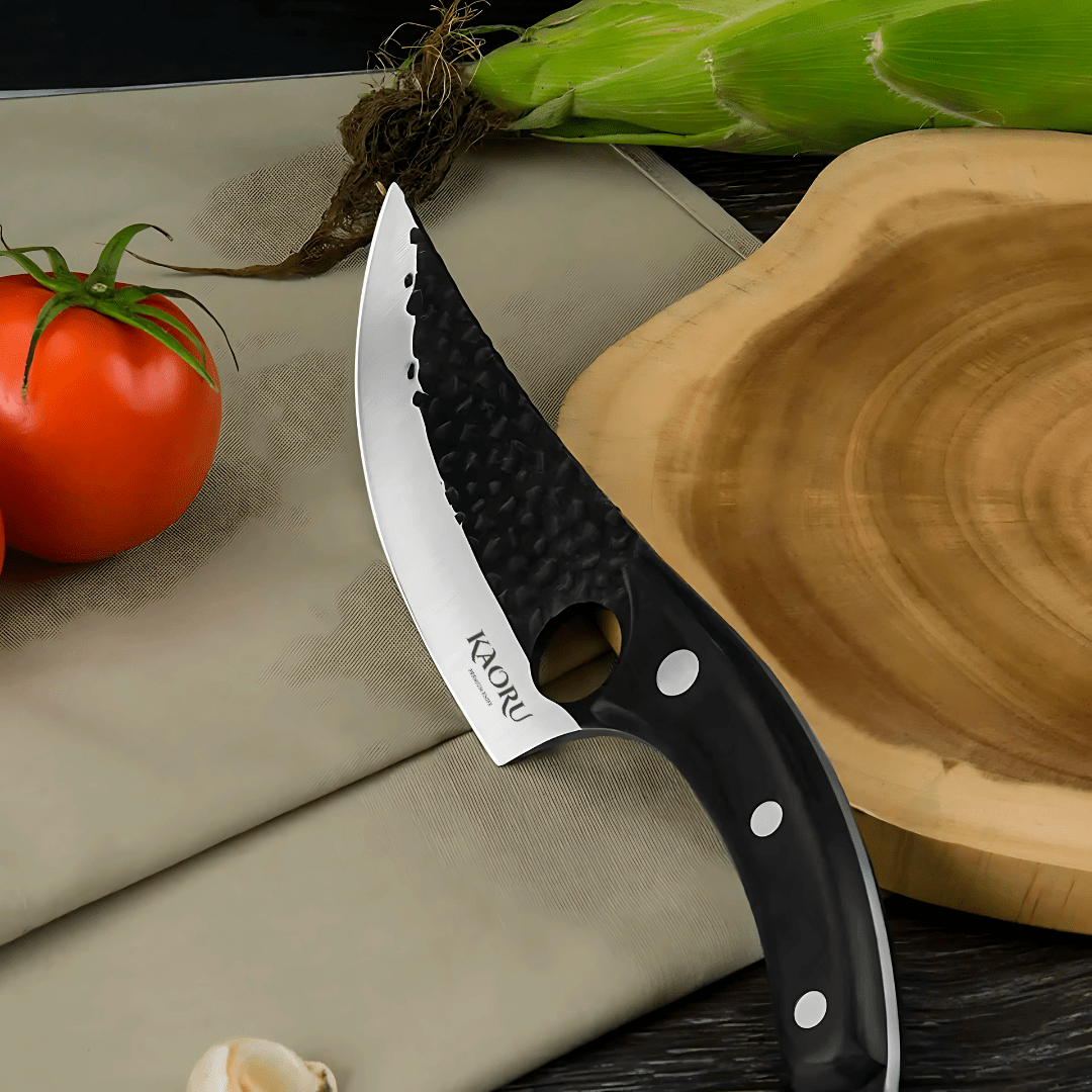 Cuchillo Premium Porta Dedo Kaoru Mango Negro Funda + Caja - Malvo