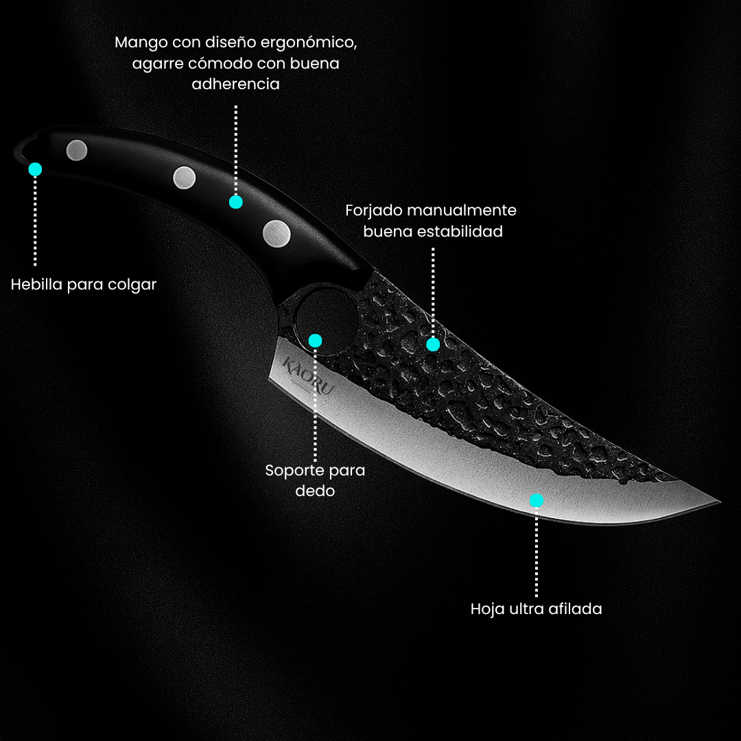 Cuchillo Premium Porta Dedo Kaoru Mango Negro Funda + Caja - Malvo