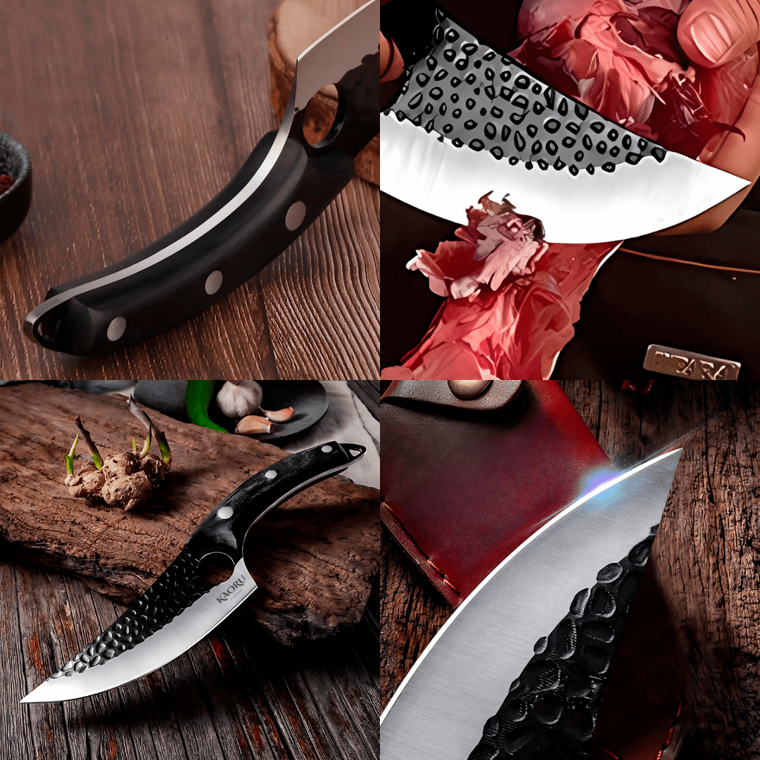 Cuchillo Premium Porta Dedo Kaoru Mango Negro Funda + Caja - Malvo