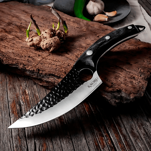 Cuchillo Premium Porta Dedo Kaoru Mango Negro Funda + Caja - Malvo