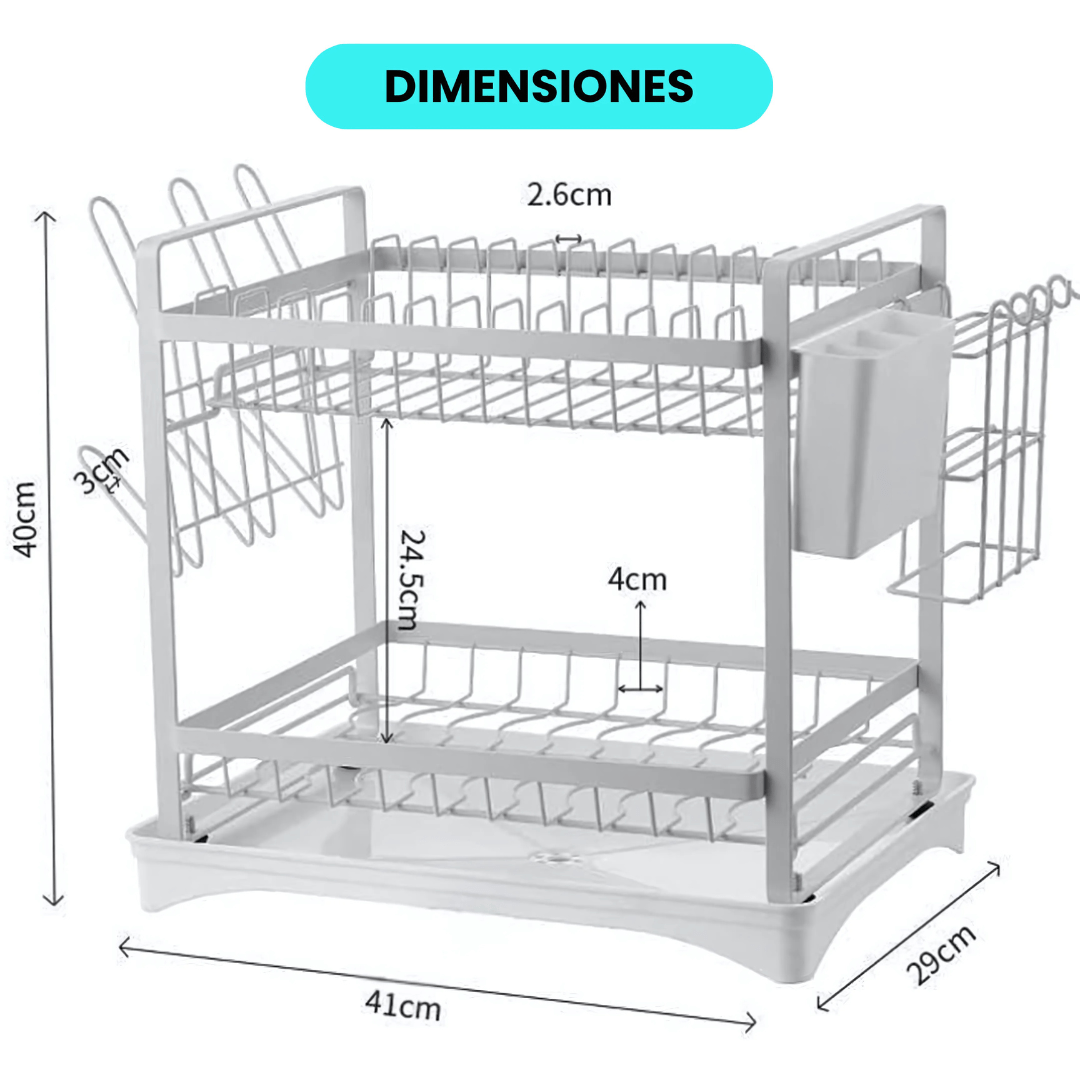 Escurridor de Doble Nivel para platos y utensilios - Malvo