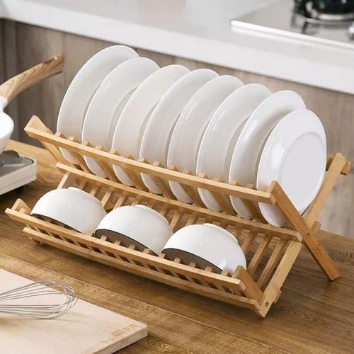 Escurridor de Vajilla Plegable de Bambú - Organiza y decora tu cocina - Malvo