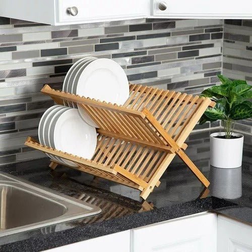 Escurridor de Vajilla Plegable de Bambú - Organiza y decora tu cocina - Malvo