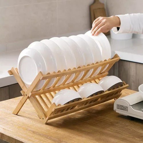 Escurridor de Vajilla Plegable de Bambú - Organiza y decora tu cocina - Malvo