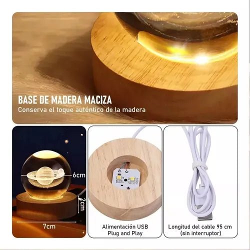 Lámpara esfera de cristal USB - Minimalista y decorativa - Malvo