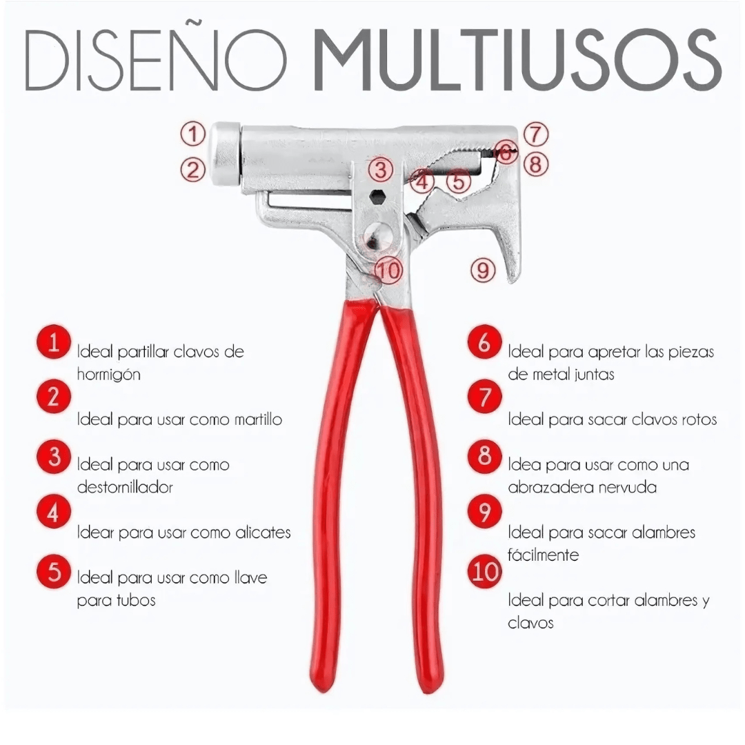 Martillo Multifuncional 10 en 1 Acero Inoxidable - Malvo