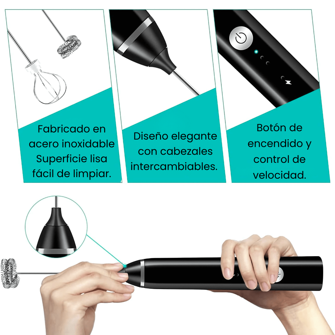 Mini Batidor Recargable USB 3 Velocidades - ¡Prepara tus recetas al instante! - Malvo