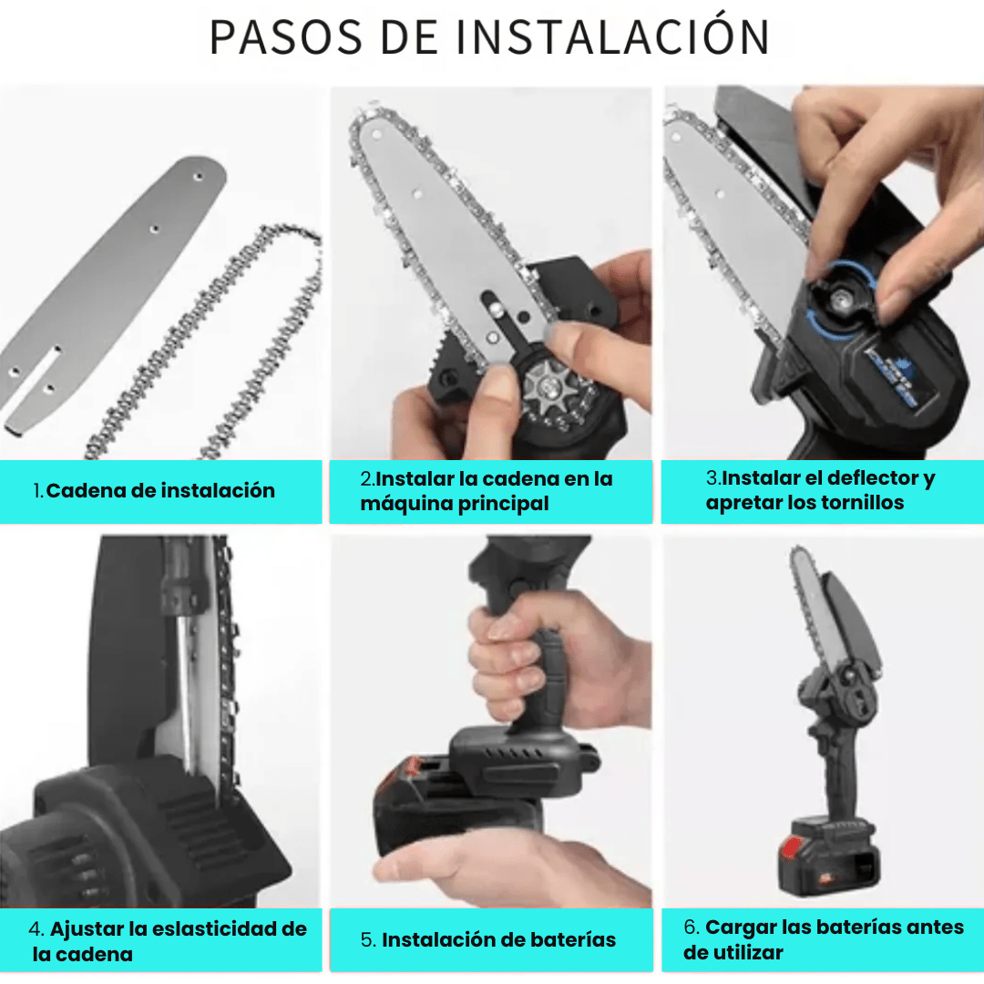 Mini Motosierra Inalámbrica Portátil 21V + 2 Baterías - Malvo