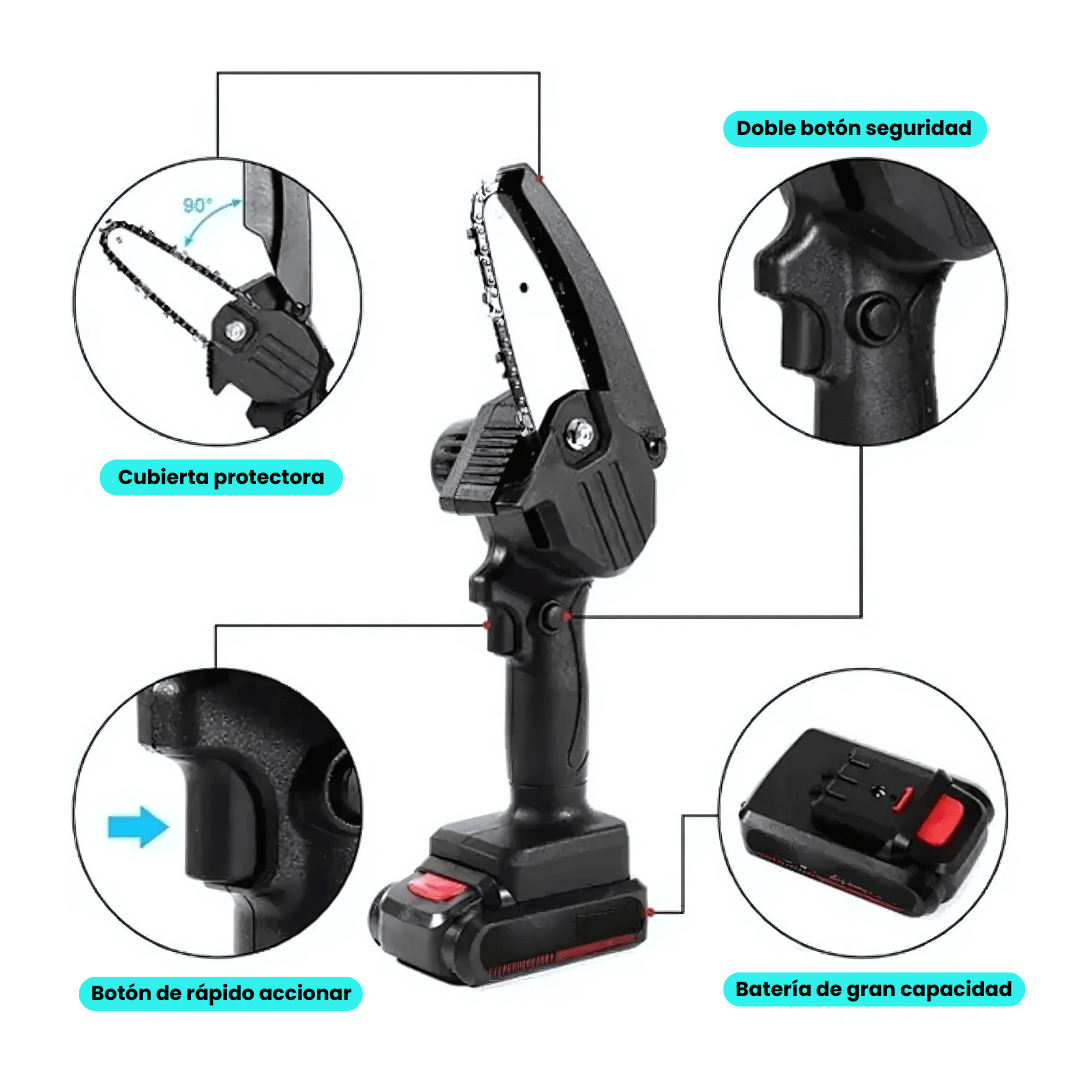 Mini Motosierra Inalámbrica Portátil 48V + 2 Baterías - Malvo