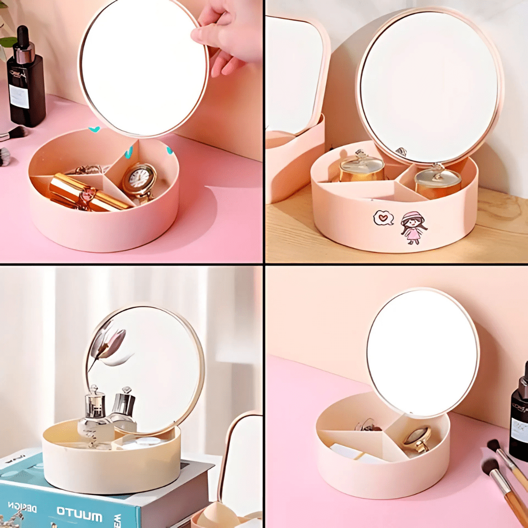 Organizador Redondo Para Maquillajes Con Espejo - Malvo