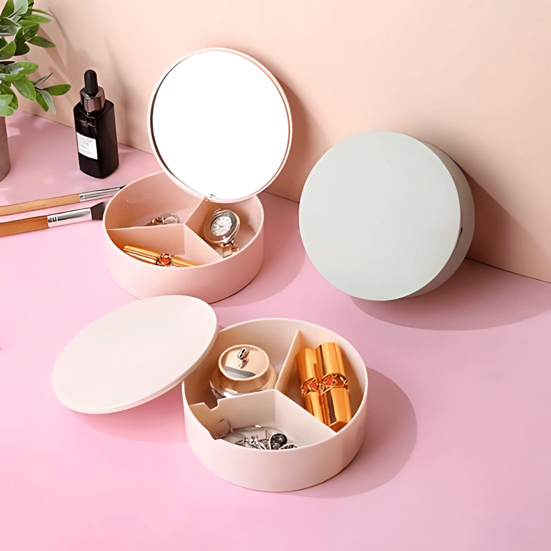 Organizador Redondo Para Maquillajes Con Espejo - Malvo