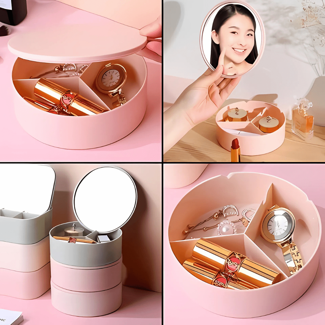 Organizador Redondo Para Maquillajes Con Espejo - Malvo