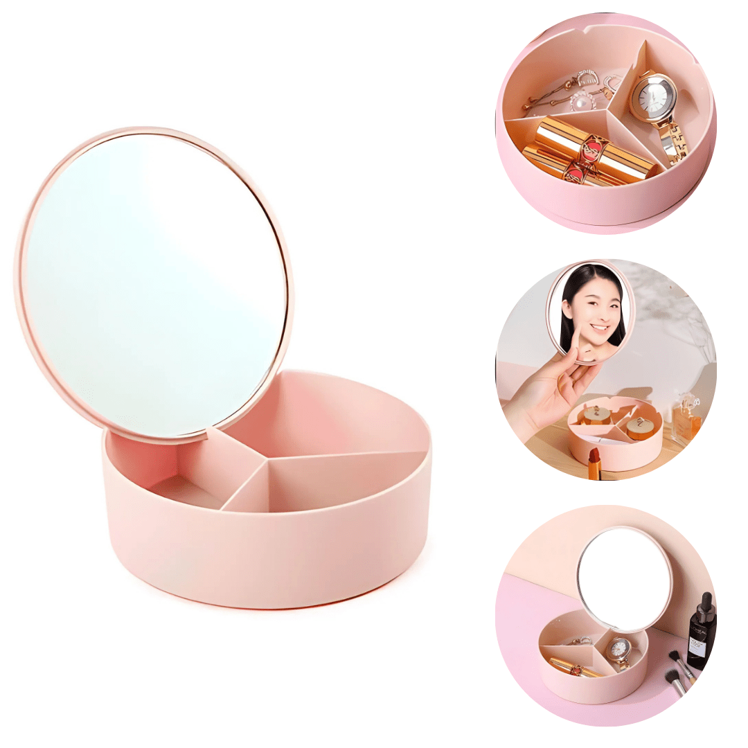 Organizador Redondo Para Maquillajes Con Espejo - Malvo