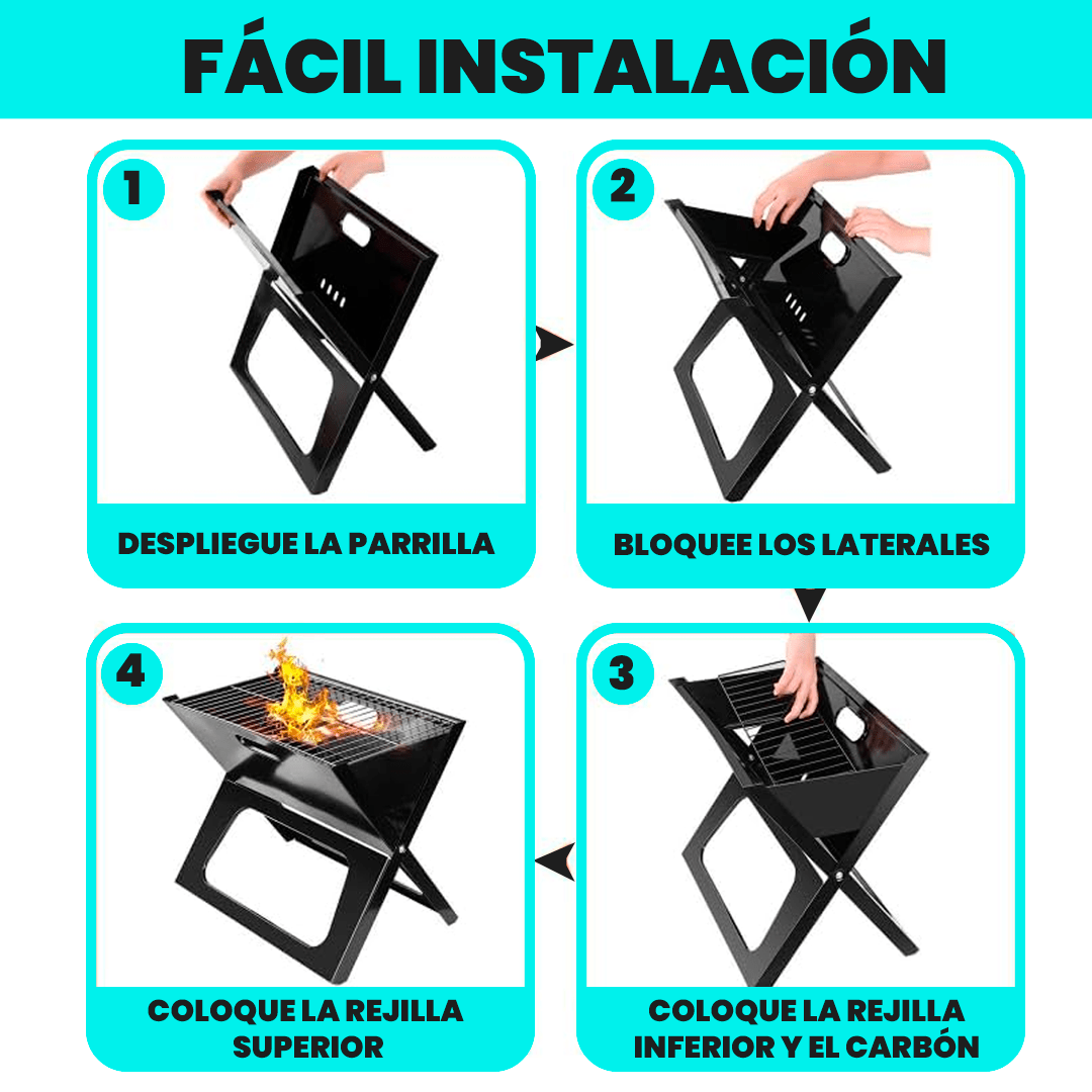 Parrillero Plegable Portátil de Metal Premium - Malvo