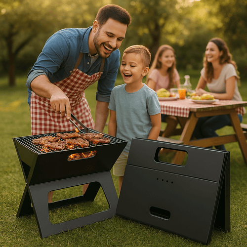 Parrillero Plegable Portátil de Metal Premium - Malvo