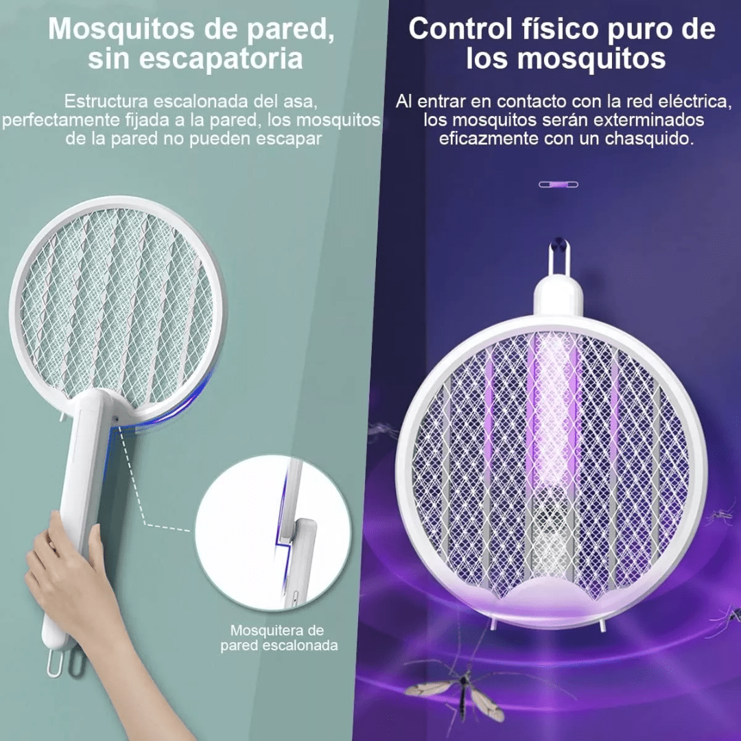 Raqueta Mata Insectos Plegable Recargable - Protección Eficiente contra Insectos - Malvo