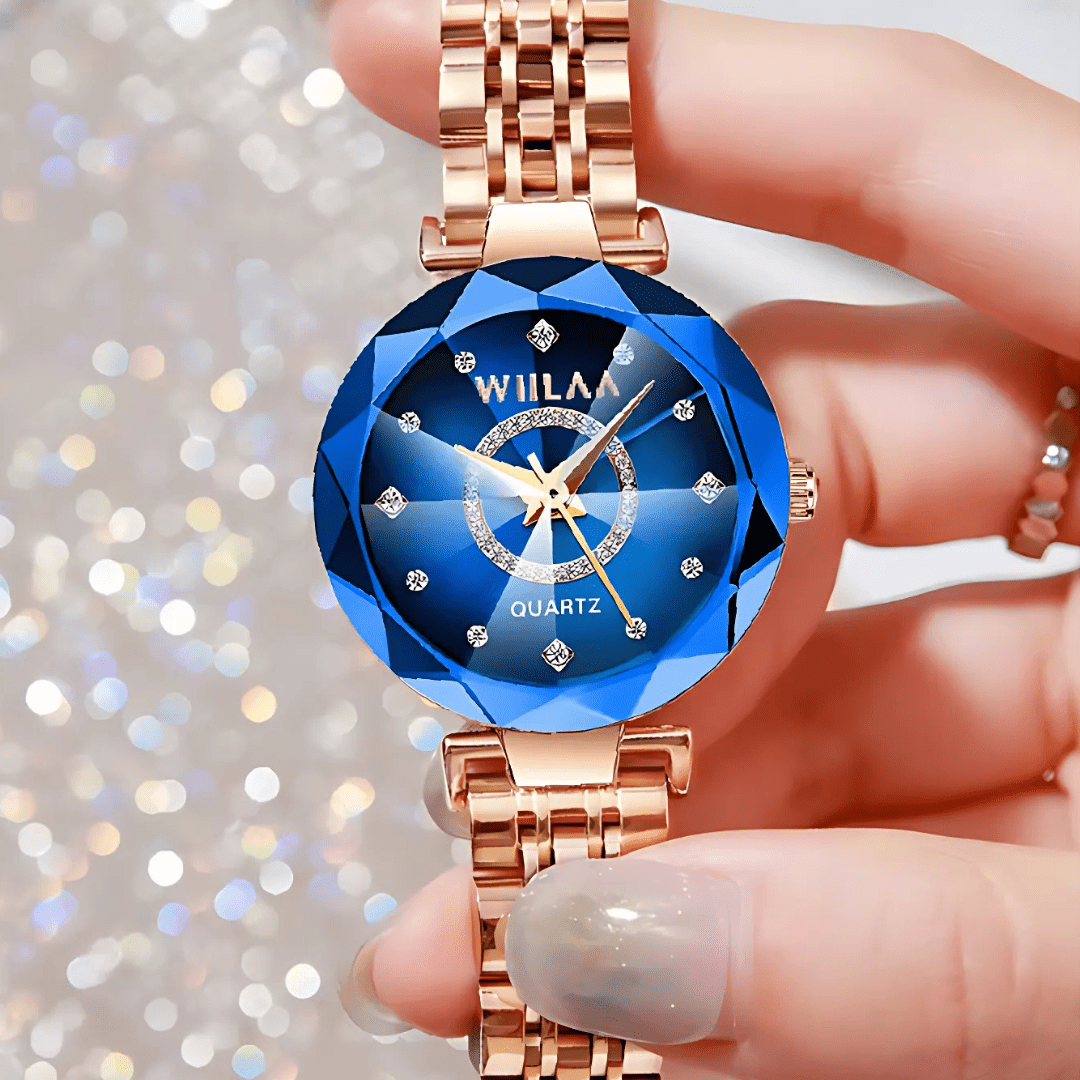 Reloj Pulsera De Dama Lujo Cuarzo Azul Acero Seno Elegance - Malvo