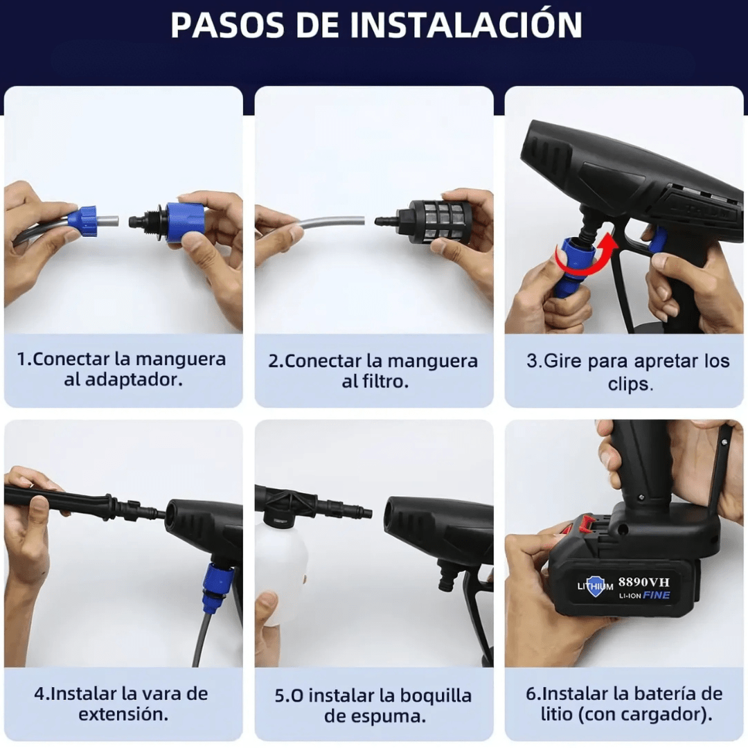 Set Pistola Hidrolavadora Inalámbrica Multiuso con 2 Baterías - Malvo