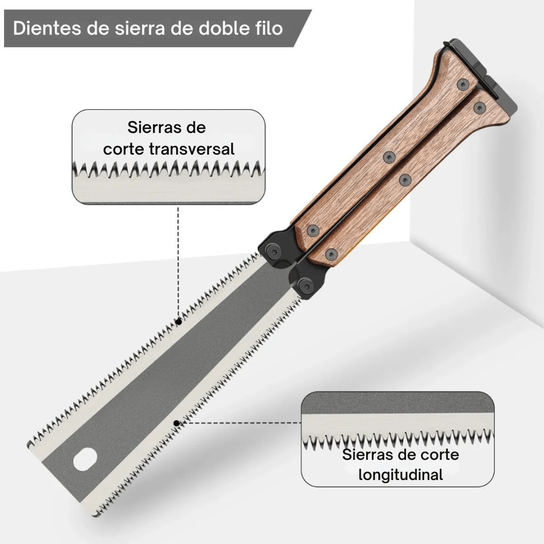 Sierra Serrucho Japones De Mano Doble Filo Mango Madera Tratada - Malvo