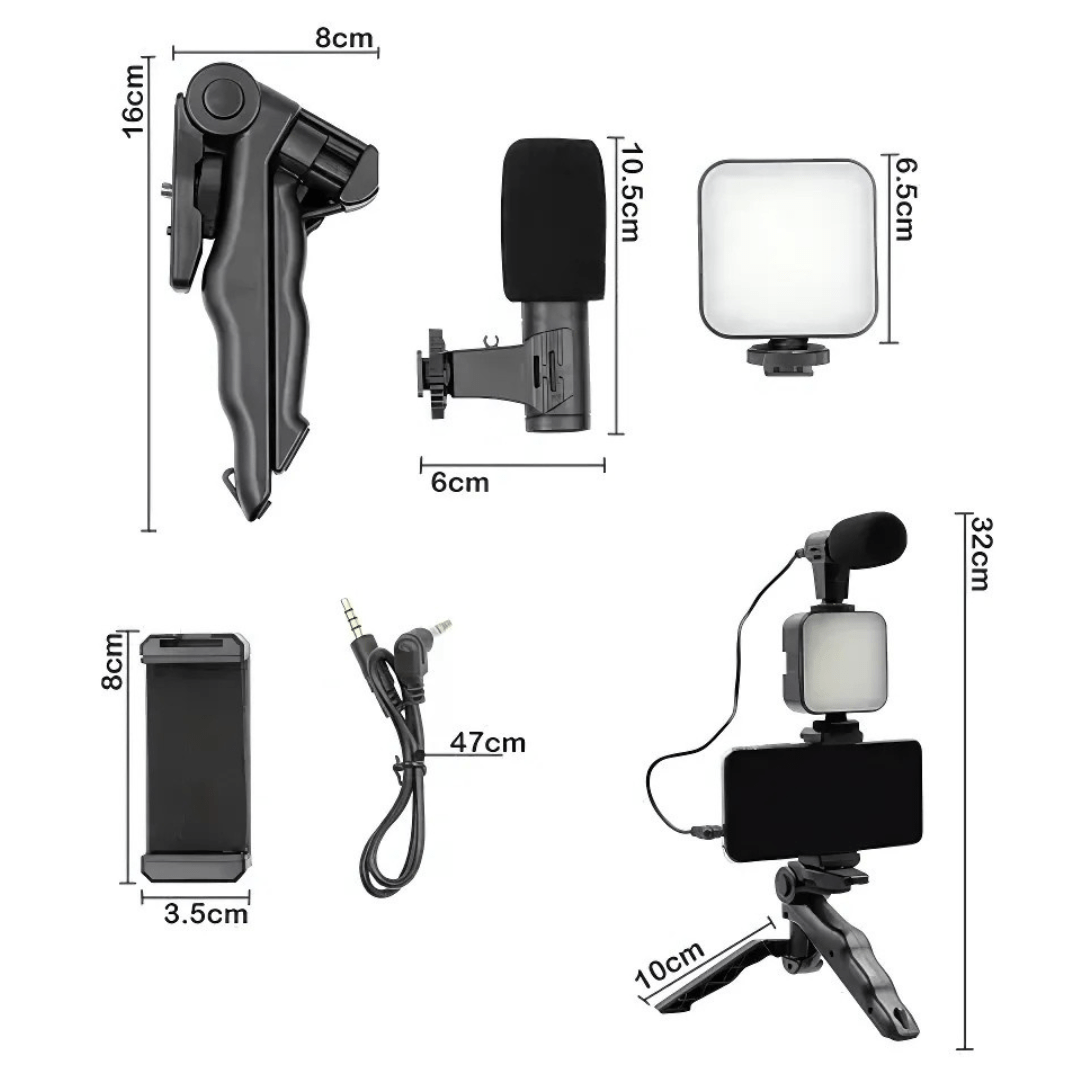 Stick Soporte Celular Micrófono + Luz Led - Malvo