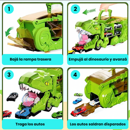 Camión Dinosaurio Porta Autitos con Rampa