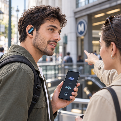 Auriculares Traductores Inalámbircos IA 144 Idiomas + Asistente De Reuniones