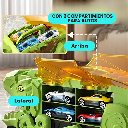 Camión Dinosaurio Porta Autitos con Rampa
