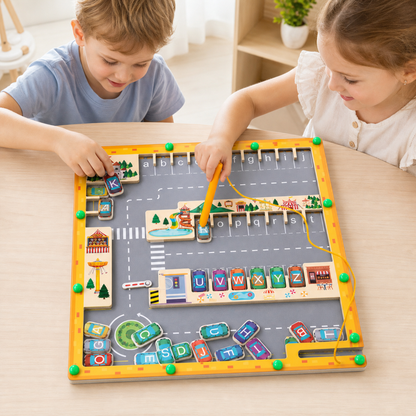 Laberinto Magnético De Letras Estacionamiento Montessori