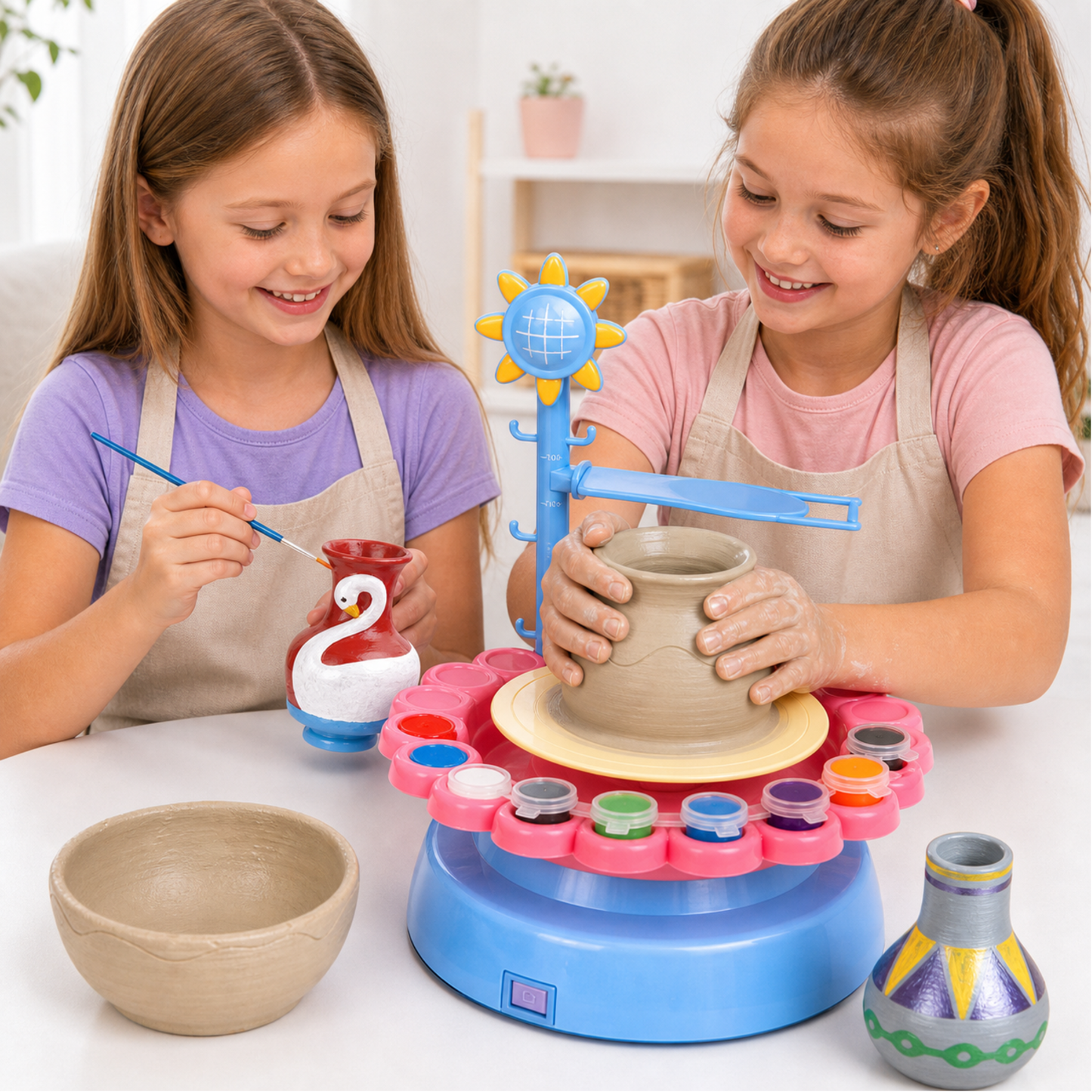 Máquina de Cerámica Giratoria Infantil con Colores Manualidades
