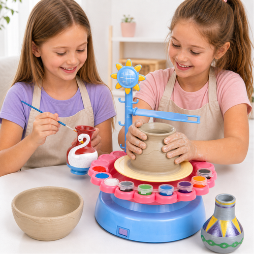 Máquina de Cerámica Giratoria Infantil con Colores Manualidades