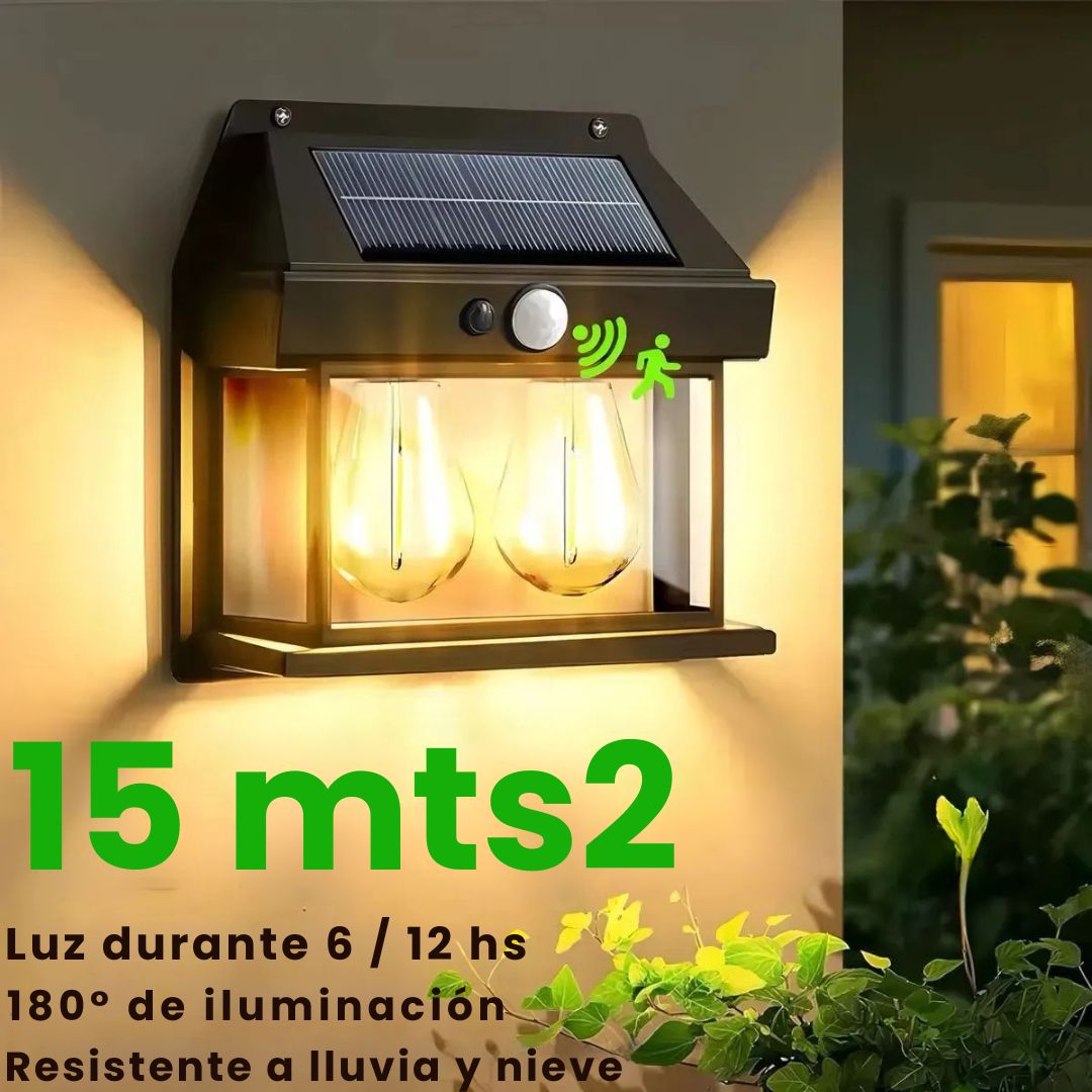 Farol Solar Exterior de Doble Lámpara