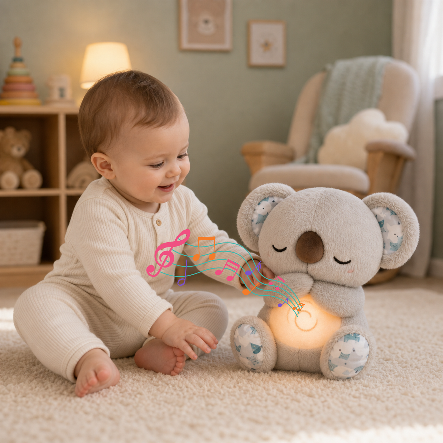 Muñecos Animales de Peluche Sensorial Terapéutico con Luces y Respiración