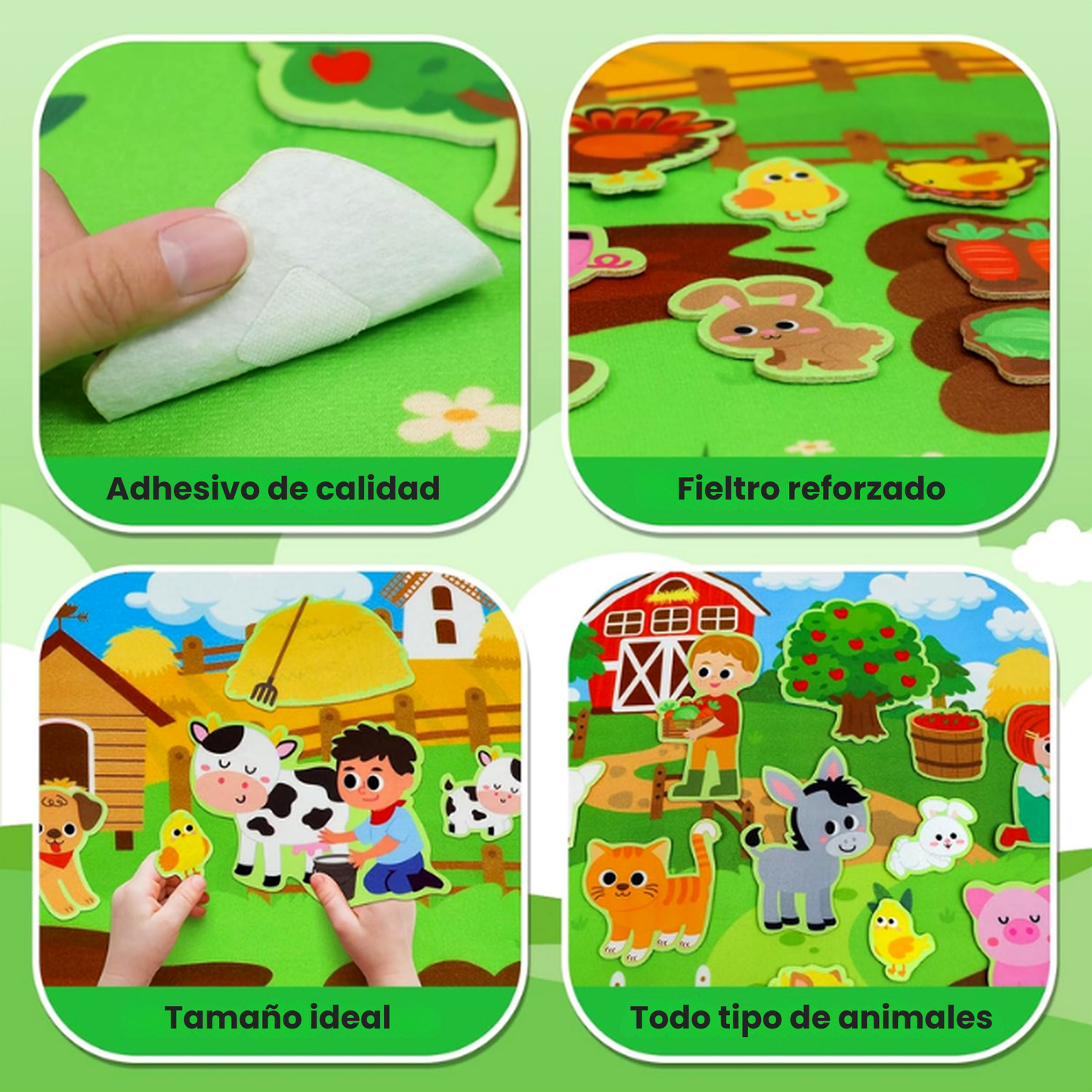 Fieltro Granja de Animales Colocables Velcro