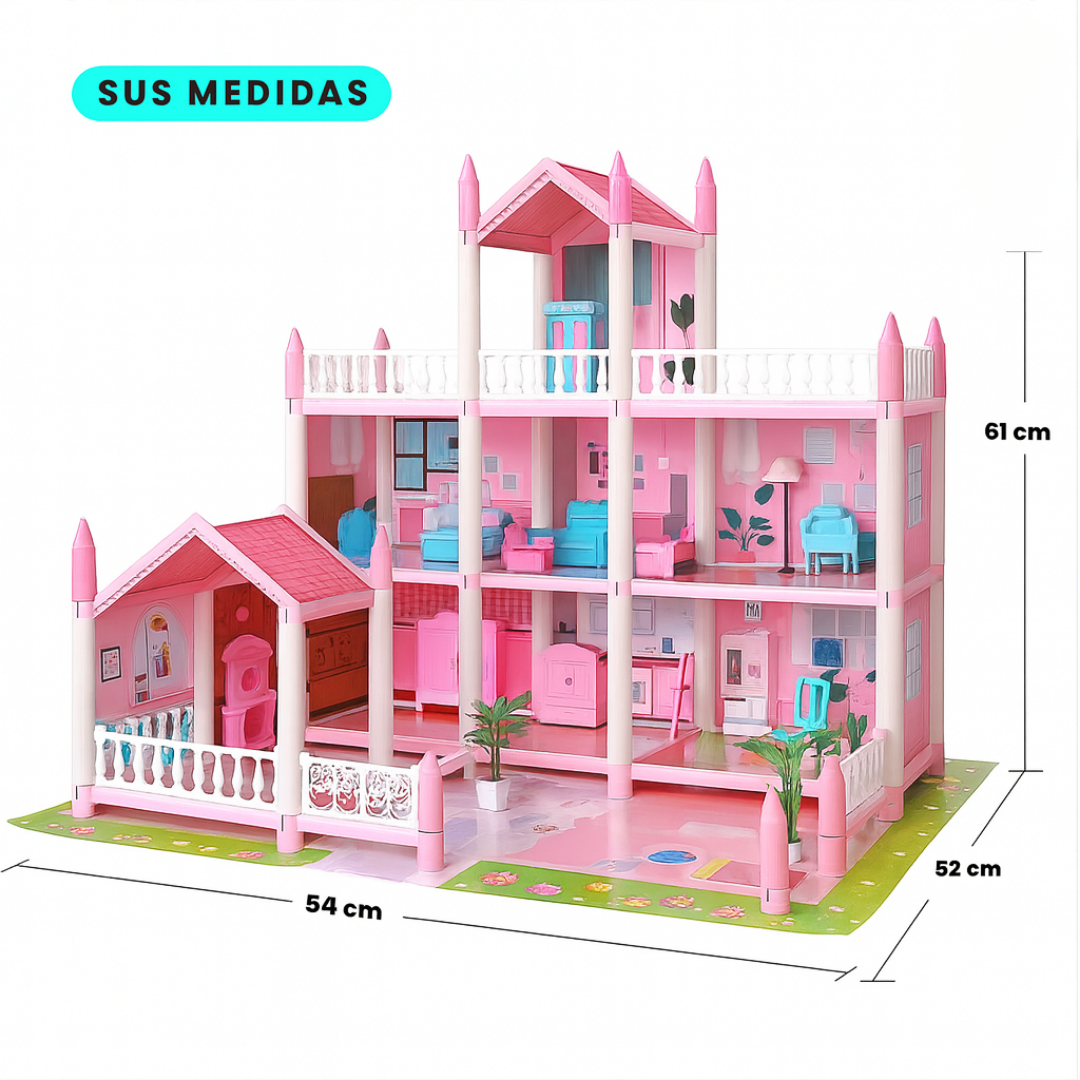 Casa de Muñecas Gigante 14 Habitaciones + 38 Accesorios