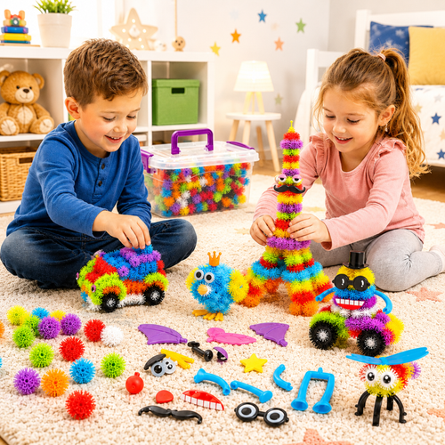 Juego de Pompones Mágicos Construcción y Creatividad 400 Piezas