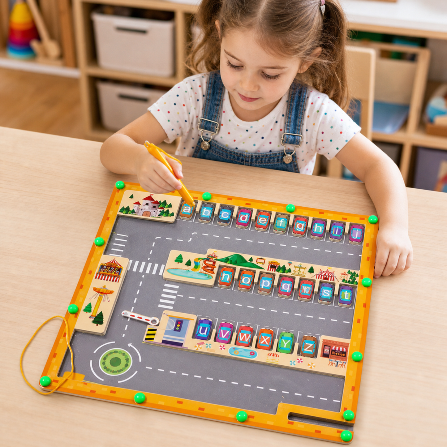 Laberinto Magnético De Letras Estacionamiento Montessori